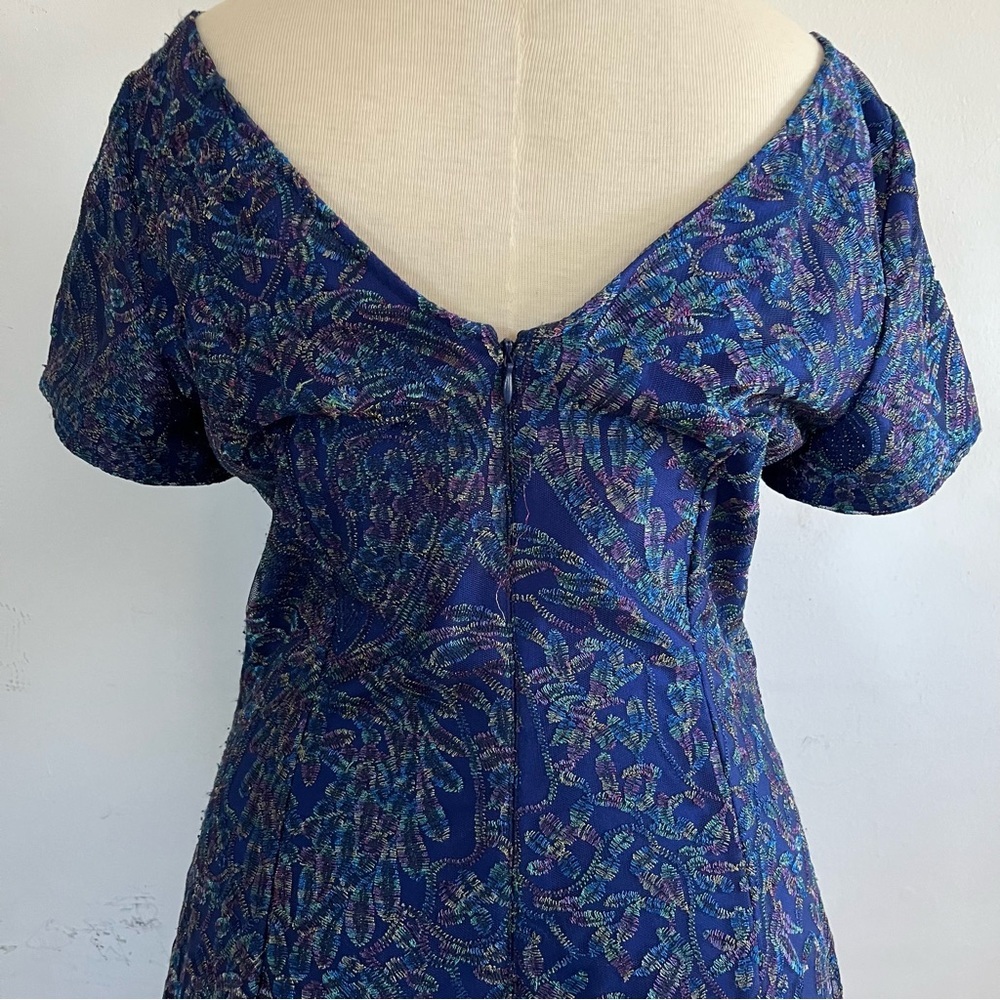 JS Collections Retro Style Blue Dress, Size 10, Embroidered, Unique - Picture 7 of 9
